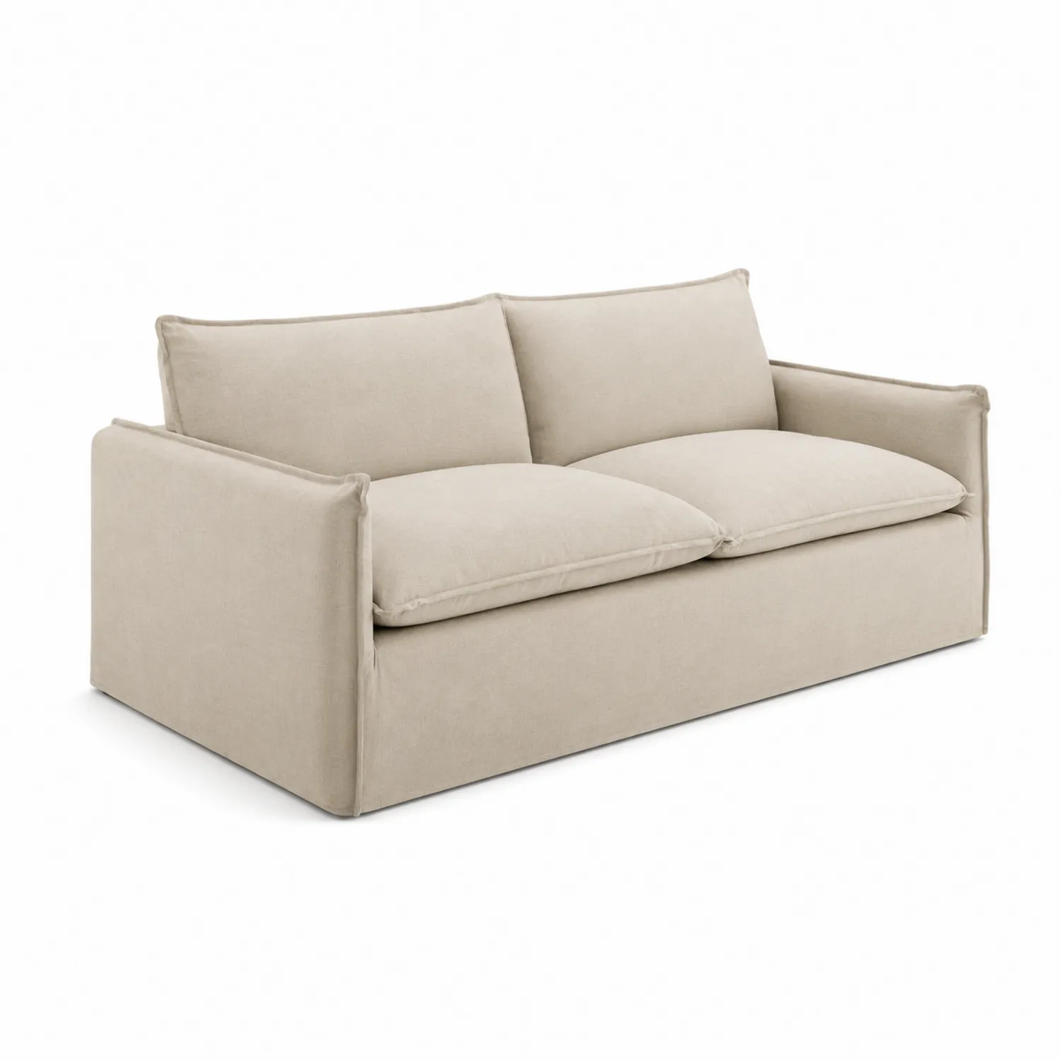 Divano in tessuto beige con cuscini rimovibili