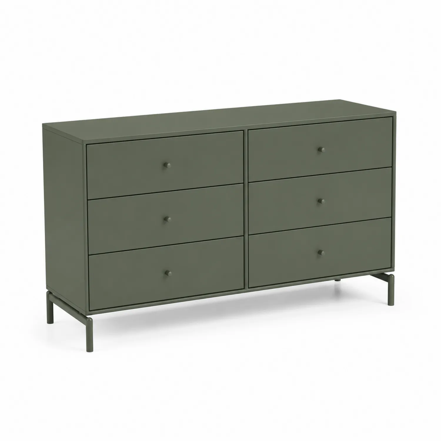 Credenza a 6 cassetti in metallo verniciato verde scuro 75x150x40 cm
