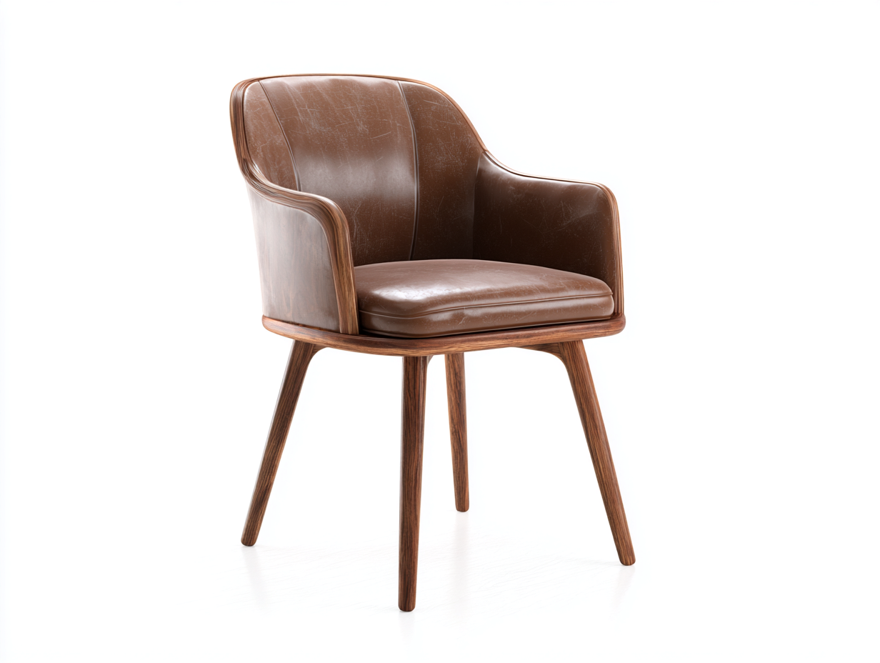 Sillas de comedor 55x60x85 cm madera maciza y cuero sintético marrón con reposabrazos - diseño moderno-Sariarohaus