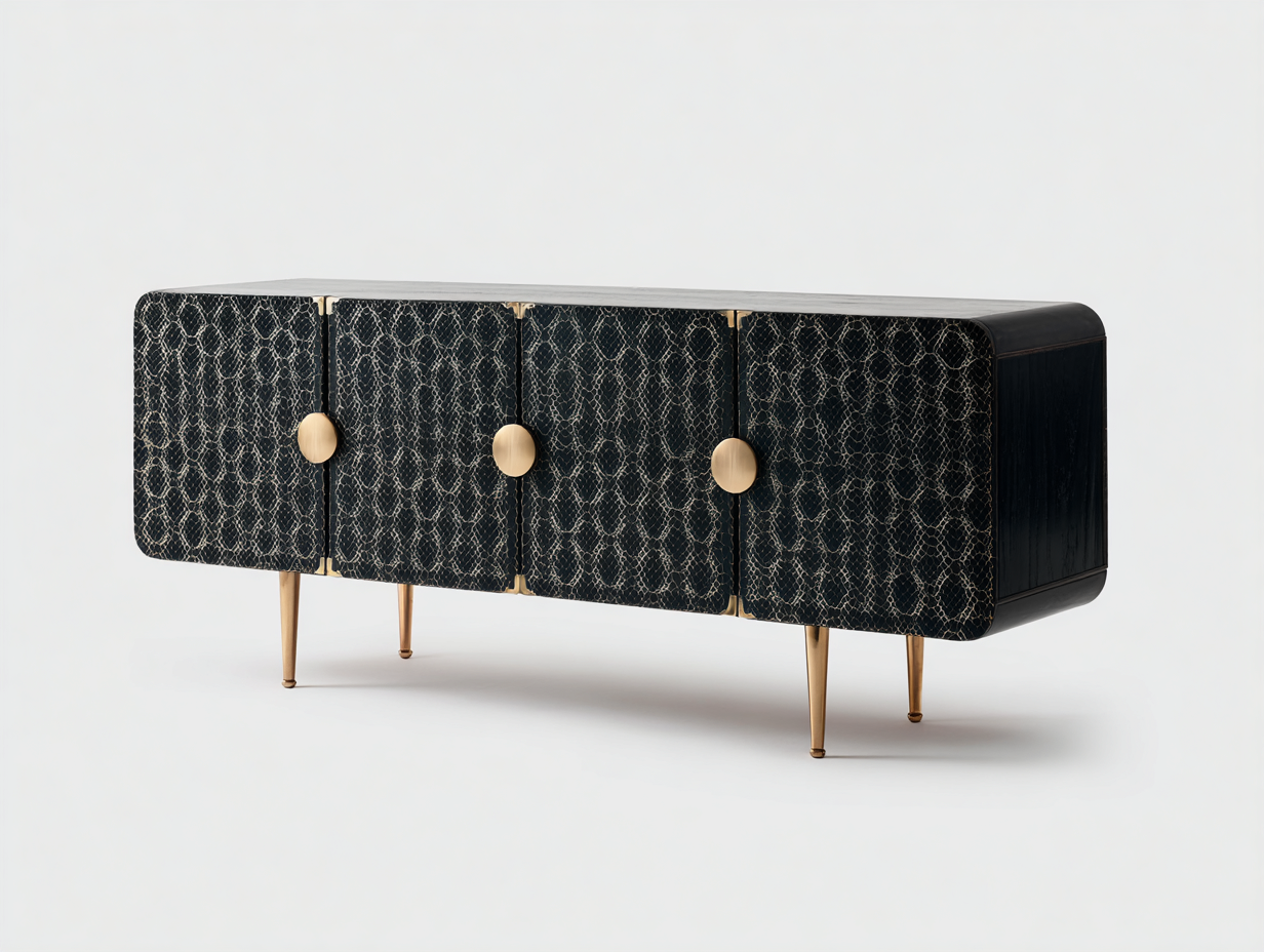 Mueble recibidor madera 180x40x75 cm negro - mueble con 4 puertas - diseño moderno-Sariarohaus