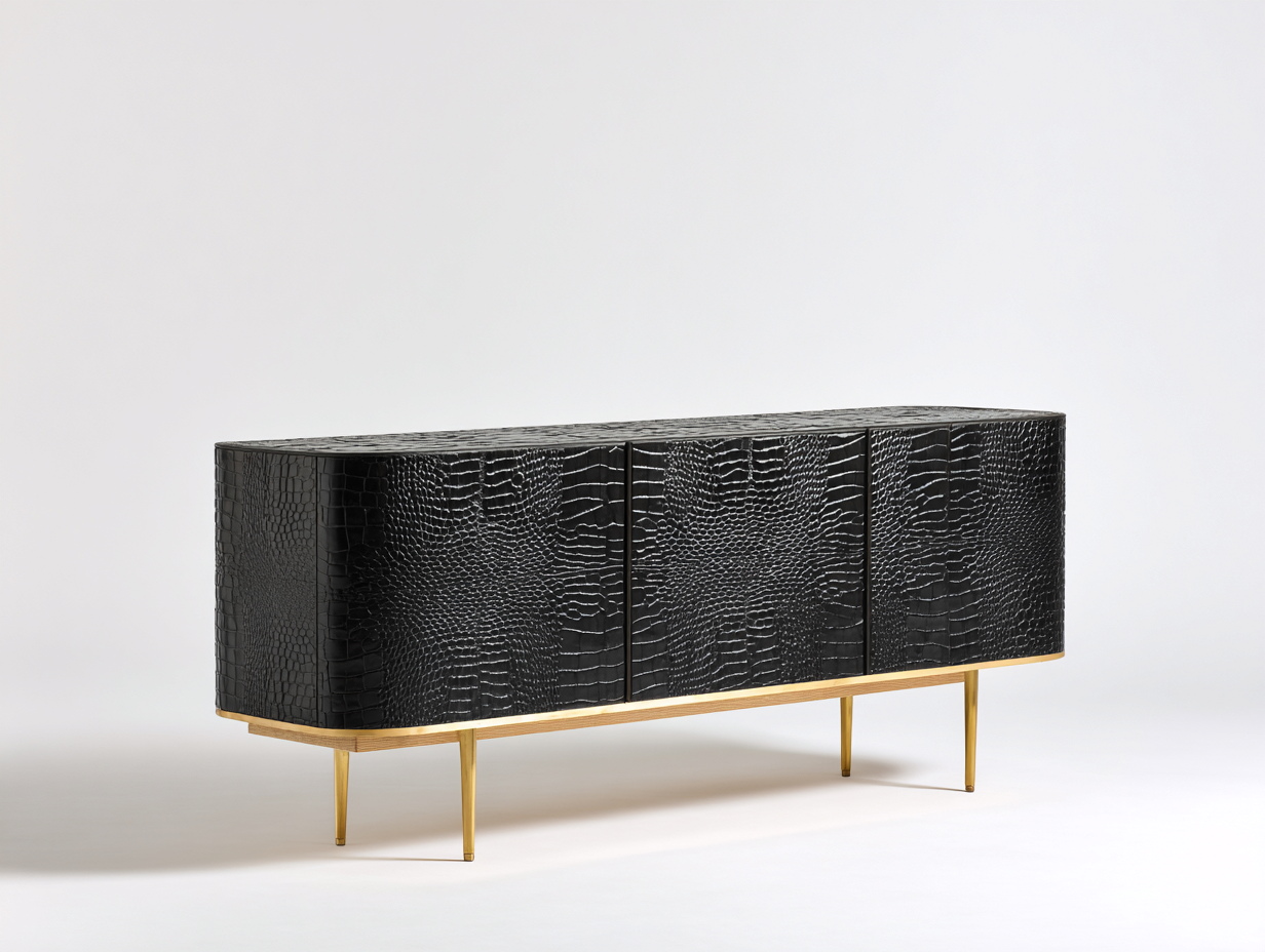 Mueble recibidor 180x40x75 cm madera MDF negro con 3 puertas - diseño moderno-Sariarohaus