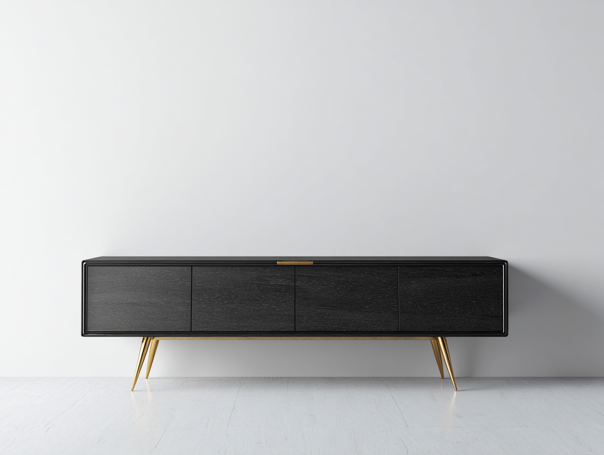 Mueble recibidor madera 160x40x60 cm - negro y dorado - estilo moderno con almacenamiento-Sariarohaus
