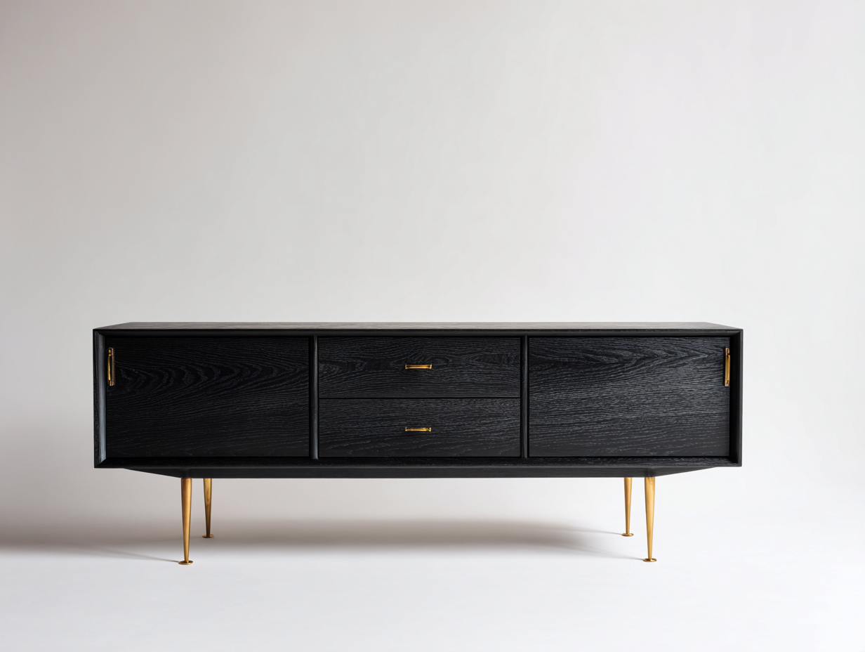 Mueble recibidor de madera MDF 160x40x70 cm - color negro-dorado - diseño moderno para entrada-Sariarohaus
