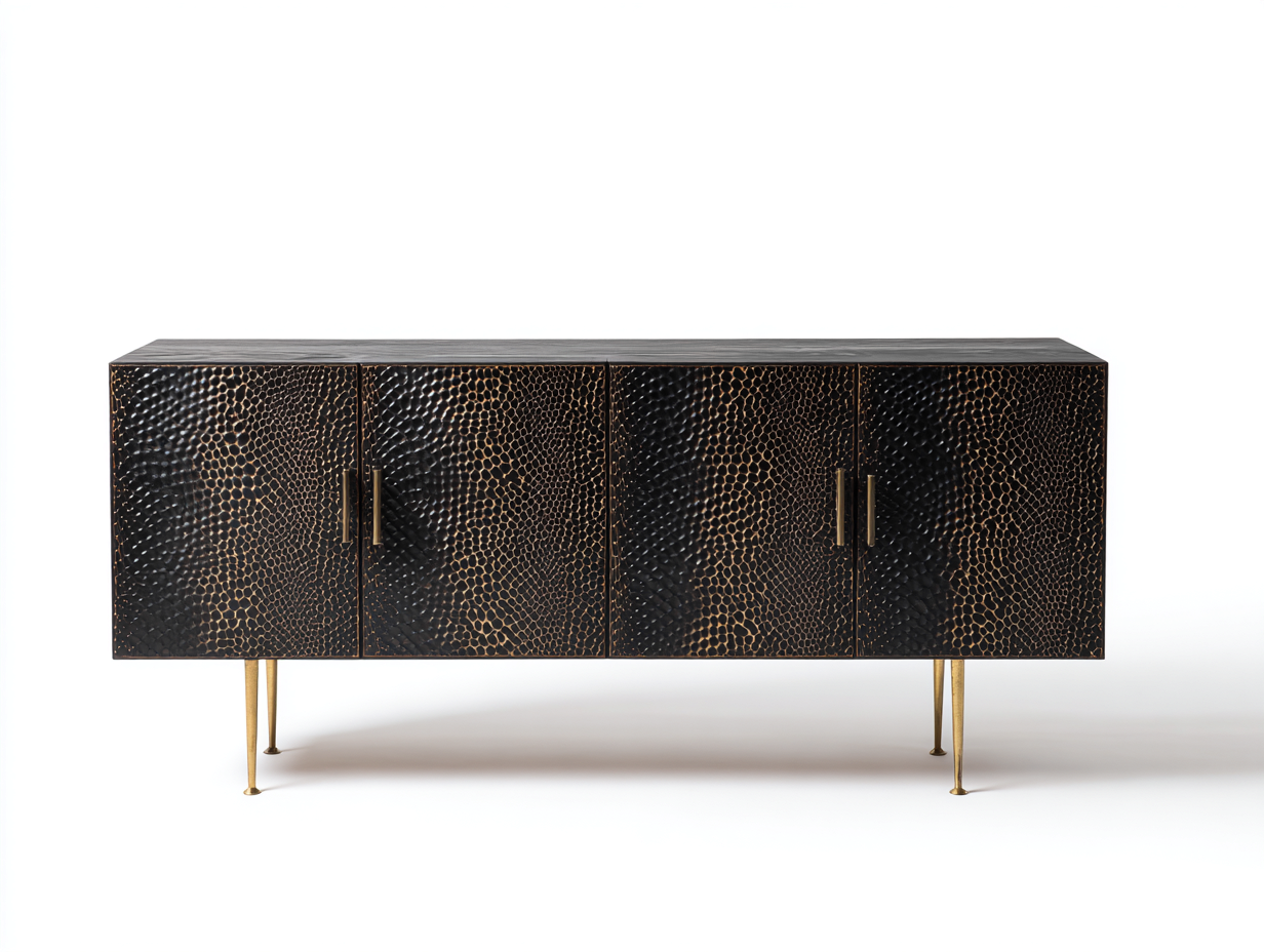 Mueble recibidor de madera MDF 180x45x75 cm - color negro-dorado - diseño moderno para entrada-Sariarohaus
