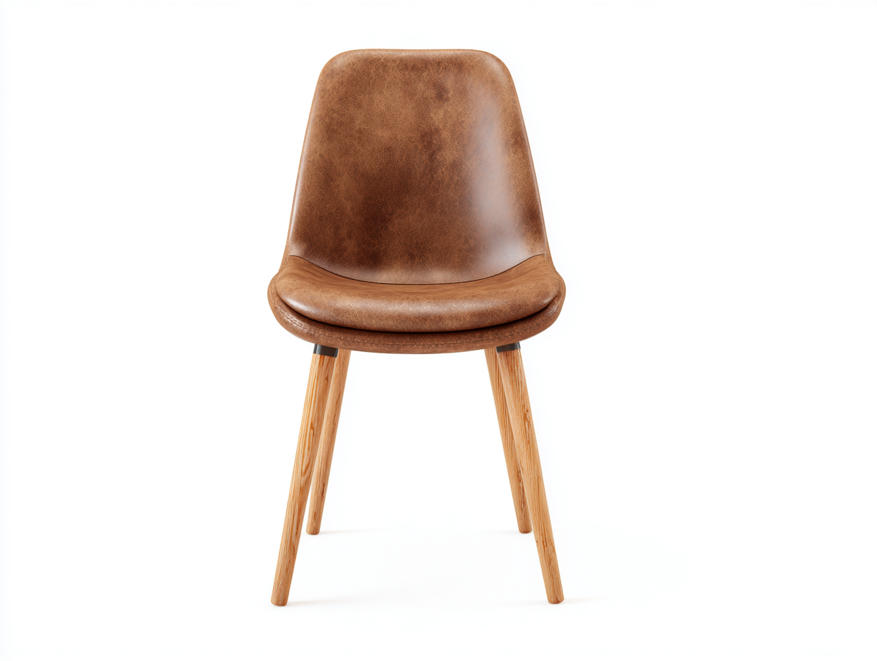Sillas de comedor 45x50x85 cm madera y cuero sintético marrón diseño moderno-Sariarohaus
