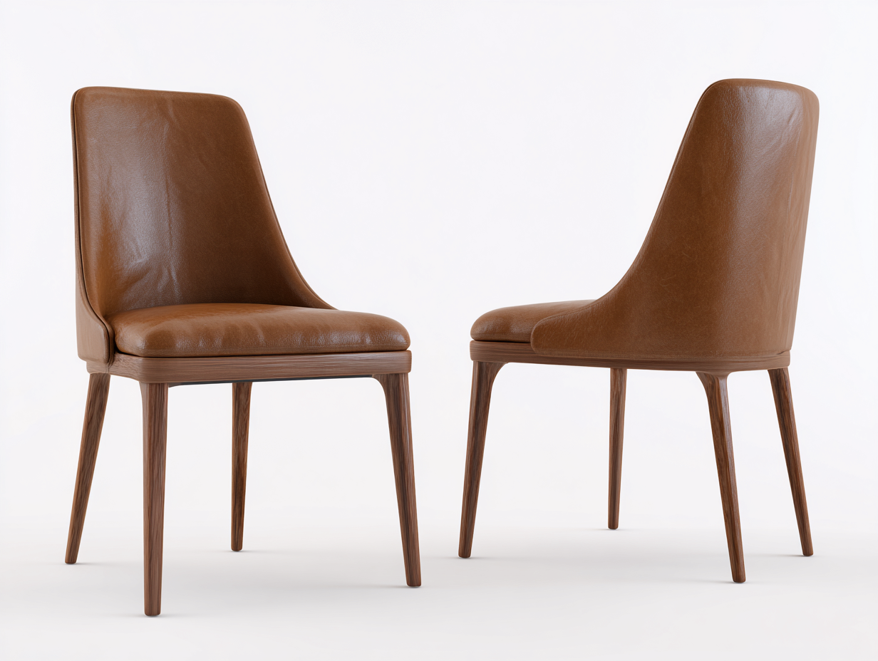 Sillas de comedor madera y cuero sintético 45x50x85 cm - marrón - estilo moderno para interior-Sariarohaus