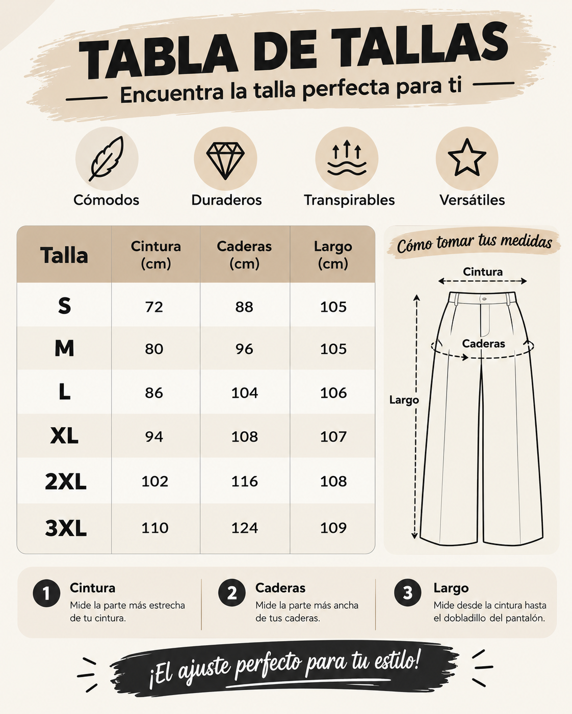 Pantalón de Mujer de Tiro Alto y Pierna Amplia — Corte Holgado con Pliegues en la Cintura, Desde $65.57 MXN por Pieza