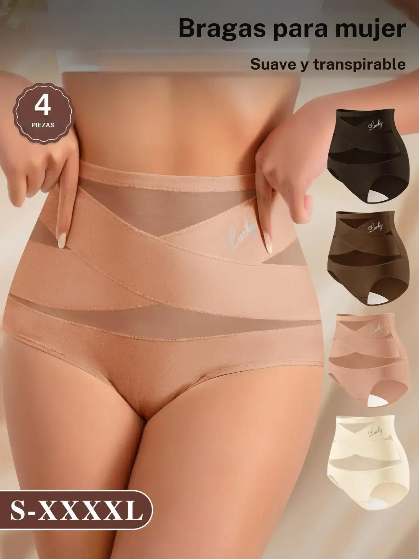 Conjunto de braguitas de malla de cintura alta para mujer (XS-XXXL)