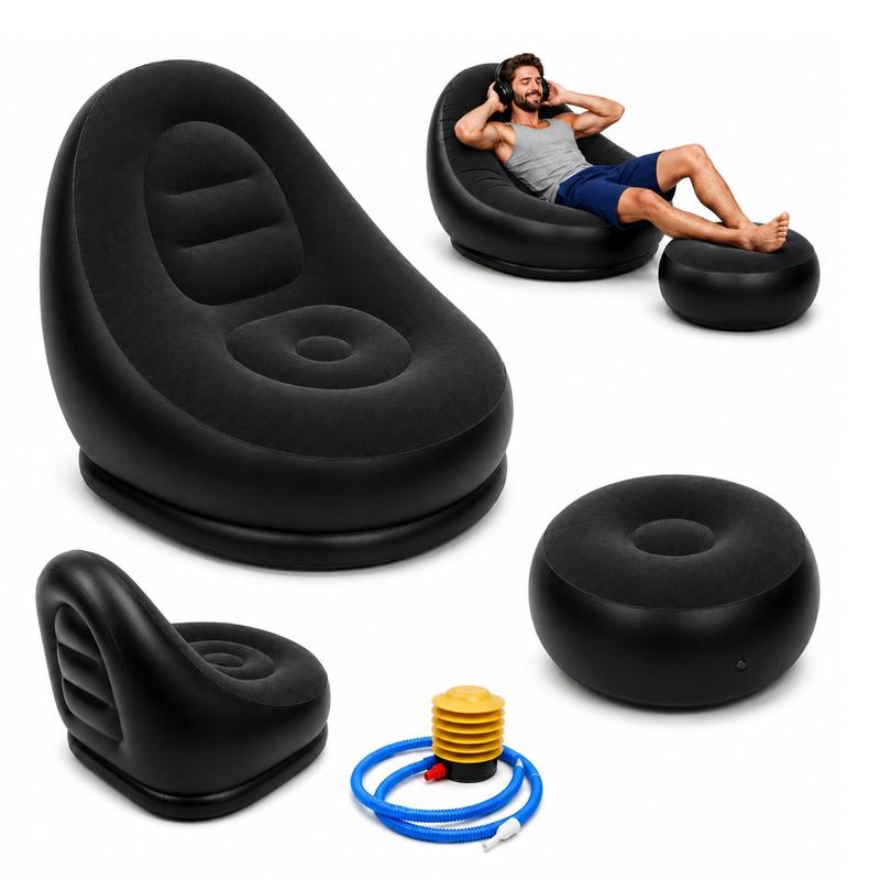 Sillón inflable cómodo con reposapiés; incluye bomba manual