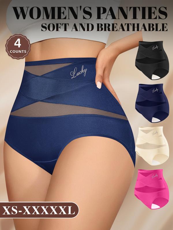 Conjunto de braguitas de malla de cintura alta para mujer (XS-XXXL)