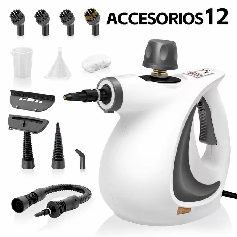 Limpiador a Vapor Portátil con 12 Accesorios para Limpieza Profunda en Cocina Baño Hogar y Automóvil
