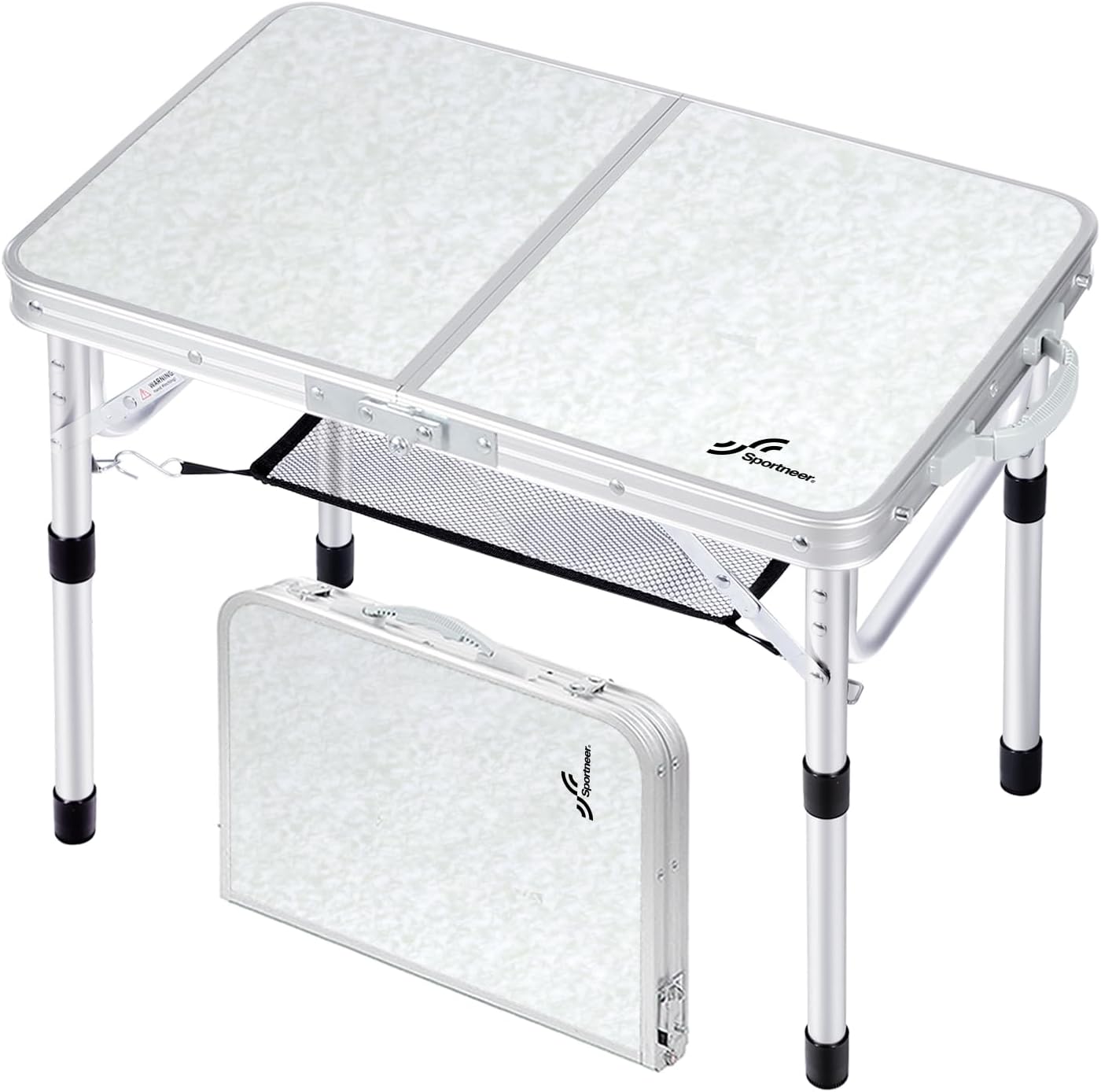 Mesa plegable Sportneer, altura ajustable, mesas de camping portátiles (60 cm de largo x 40 cm de ancho (2 alturas)) con capa de malla