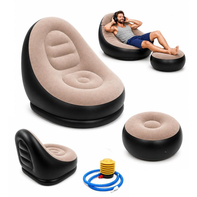 Sillón inflable cómodo con reposapiés; incluye bomba manual