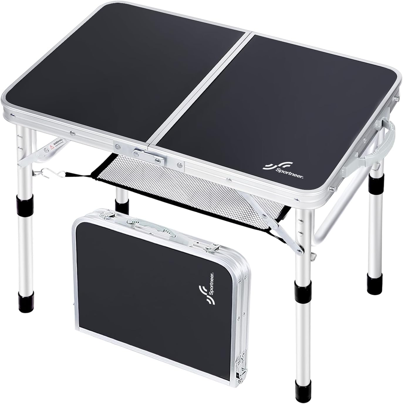 Mesa plegable Sportneer, altura ajustable, mesas de camping portátiles (60 cm de largo x 40 cm de ancho (2 alturas)) con capa de malla