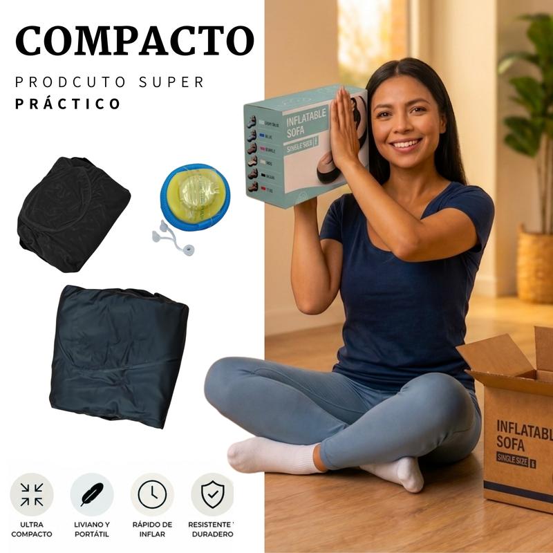 Sillón inflable cómodo con reposapiés; incluye bomba manual