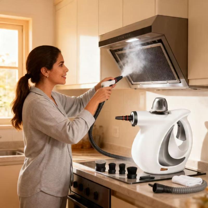 Limpiador a Vapor Portátil con 12 Accesorios para Limpieza Profunda en Cocina Baño Hogar y Automóvil