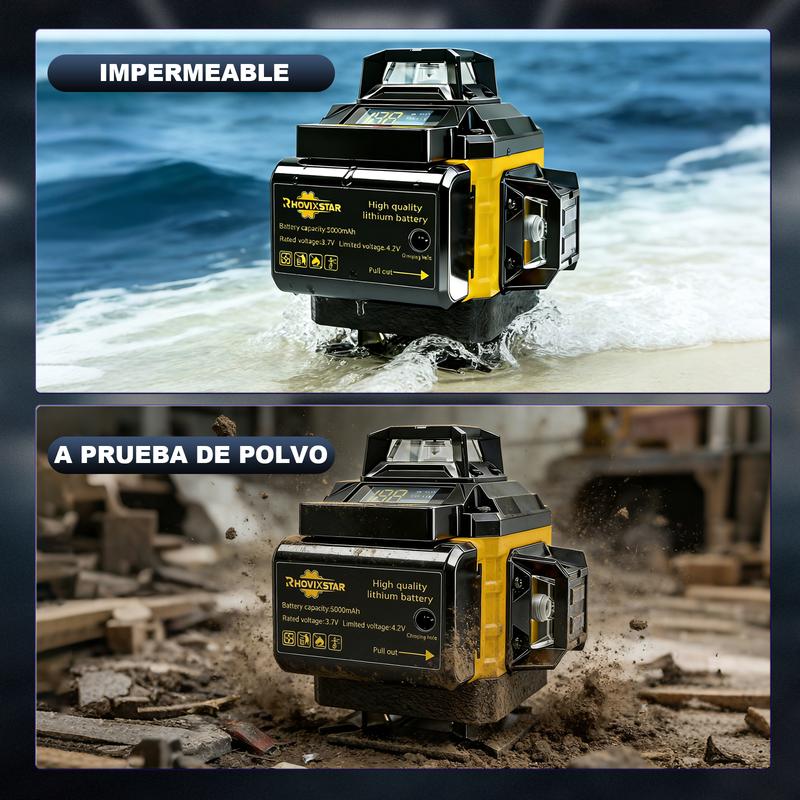 Nivel Láser 16 Líneas 360° Verde Autonivelante | Trípode + 2 Baterías 5000mAh + Control Remoto