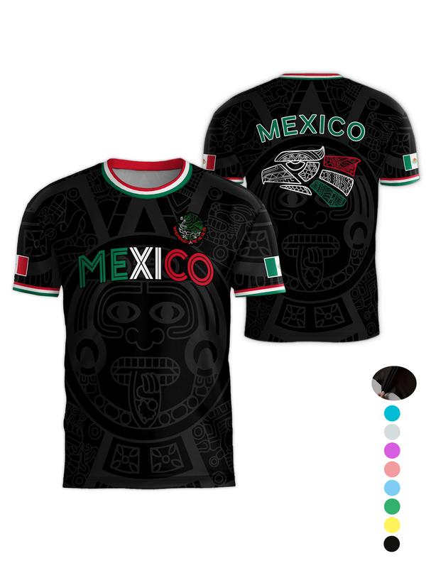 Mexico Cup 2026 Soccer Jersey Short Sleeve T-Shirt, Neutral Fit, Breathable Quick-Dry Sportswear, All Seasons Casual Wear