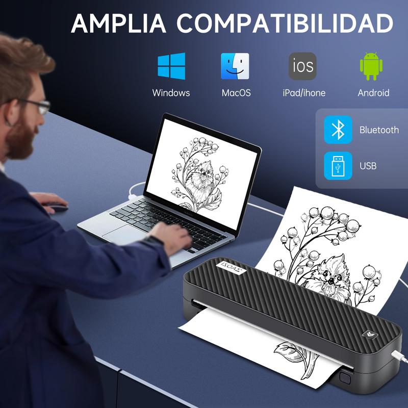 impresora de pegatinas con Bluetooth y rollo de papel, Impresora con IA