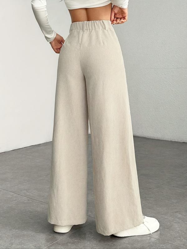 Nuevos pantalones de pana de corte ancho, cintura alta y corte holgado: pantalones largos informales para mujer