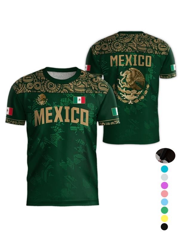 Mexico Cup 2026 Soccer Jersey Short Sleeve T-Shirt, Neutral Fit, Breathable Quick-Dry Sportswear, All Seasons Casual Wear