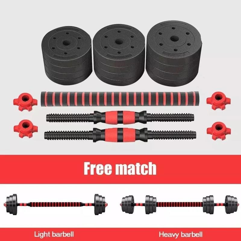 Kit De Pesas Set Mancuernas Ajustable 20kg Barra Rusa Kettlebell Ejercicio Completo Color Negro