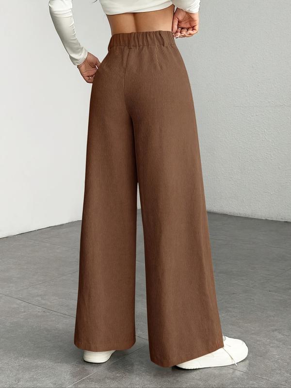 Nuevos pantalones de pana de corte ancho, cintura alta y corte holgado: pantalones largos informales para mujer