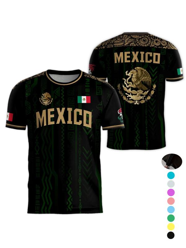Mexico Cup 2026 Soccer Jersey Short Sleeve T-Shirt, Neutral Fit, Breathable Quick-Dry Sportswear, All Seasons Casual Wear