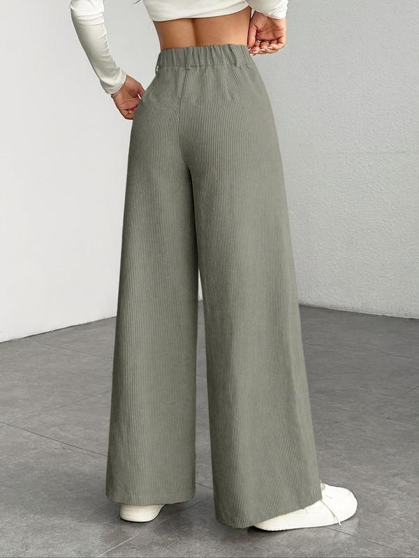 Nuevos pantalones de pana de corte ancho, cintura alta y corte holgado: pantalones largos informales para mujer