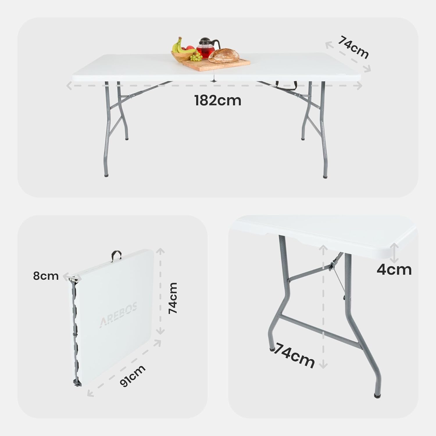 Juego de mesa y bancos plegables para acampada, 180 cm, de polirratán de HDPE, para 8 personas