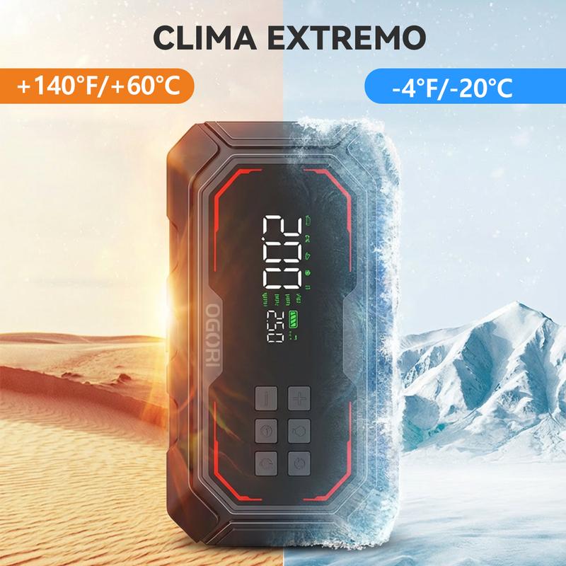 Arrancador de Batería con Compresor de Aire, 26800mAh, 150 PSI, Arrancador Portátil (Compatible con Motores de Gasolina y Diésel 12.0L), Arrancador de Batería para Auto 12V con Cables Inteligentes, Luz LED y Pantalla LCD