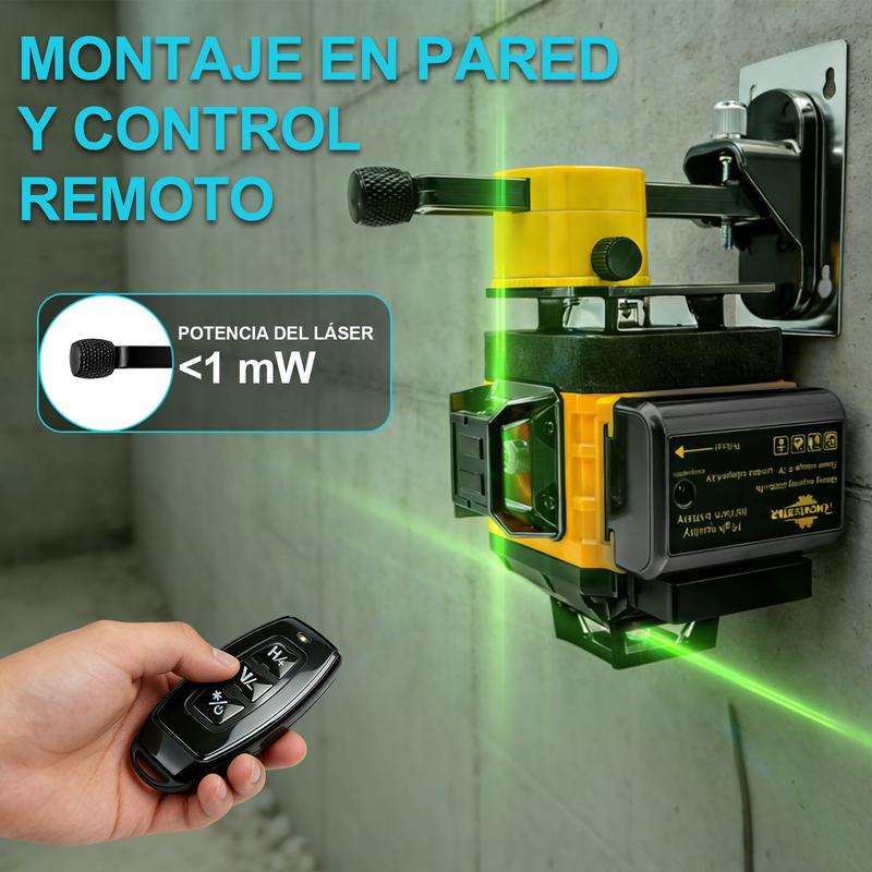 Nivel Láser 16 Líneas 360° Verde Autonivelante | Trípode + 2 Baterías 5000mAh + Control Remoto