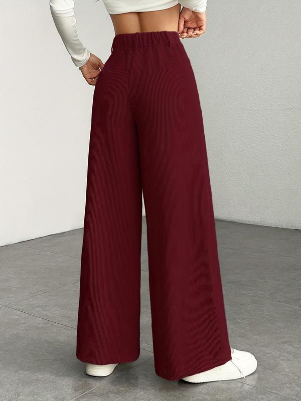 Nuevos pantalones de pana de corte ancho, cintura alta y corte holgado: pantalones largos informales para mujer