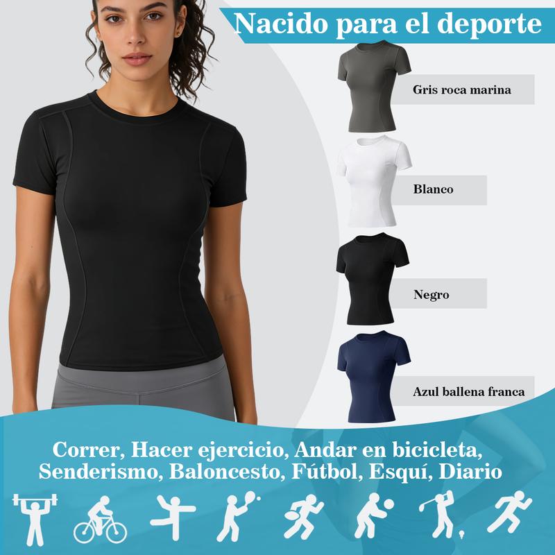 Camisetas de entrenamiento para mujer, paquete de 3, camiseta de compresión atlética, ajuste seco, yoga, gimnasio, camisetas básicas
