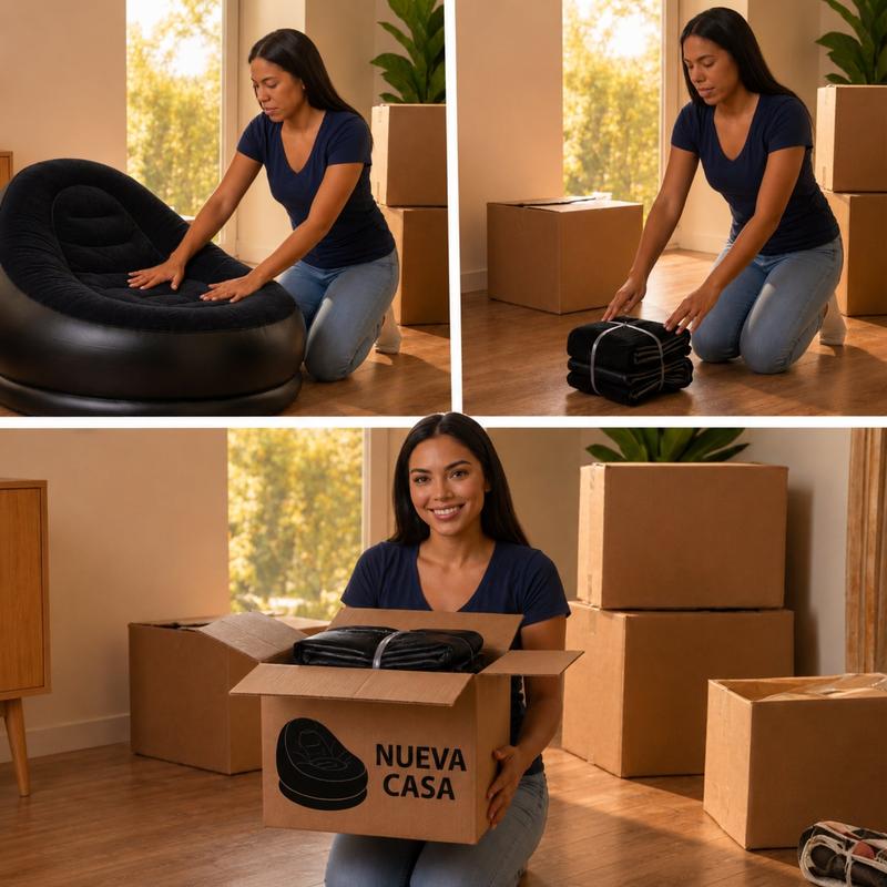 Sillón inflable cómodo con reposapiés; incluye bomba manual