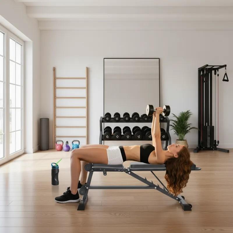13 en 1 Multifuncional Ajustable Plegable Silla Fitness Ajustable Banco Fitness Multifuncional Banco Empujador de Mancuernas Asiento Empujador de Mancuernas Equipo Fitness