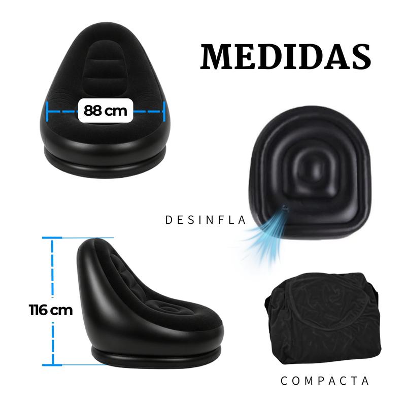 Sillón inflable cómodo con reposapiés; incluye bomba manual