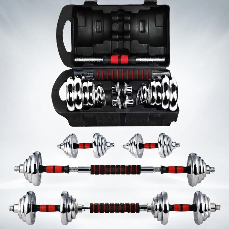 Kit De Pesas Set Mancuernas Ajustable 20kg Barra Rusa Kettlebell Ejercicio Completo Color Negro
