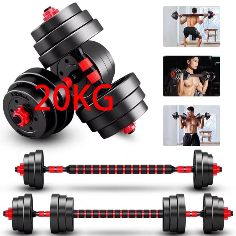 Kit De Pesas Set Mancuernas Ajustable 20kg Barra Rusa Kettlebell Ejercicio Completo Color Negro