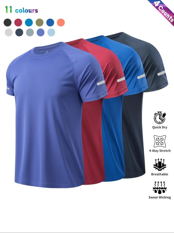 Camiseta deportiva de manga corta de color liso para hombre