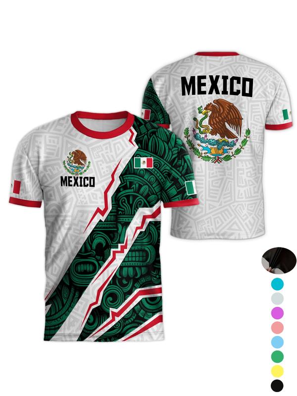 Mexico Cup 2026 Soccer Jersey Short Sleeve T-Shirt, Neutral Fit, Breathable Quick-Dry Sportswear, All Seasons Casual Wear