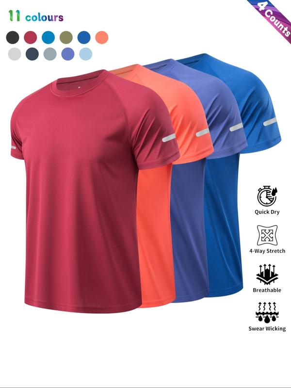 Camiseta deportiva de manga corta de color liso para hombre