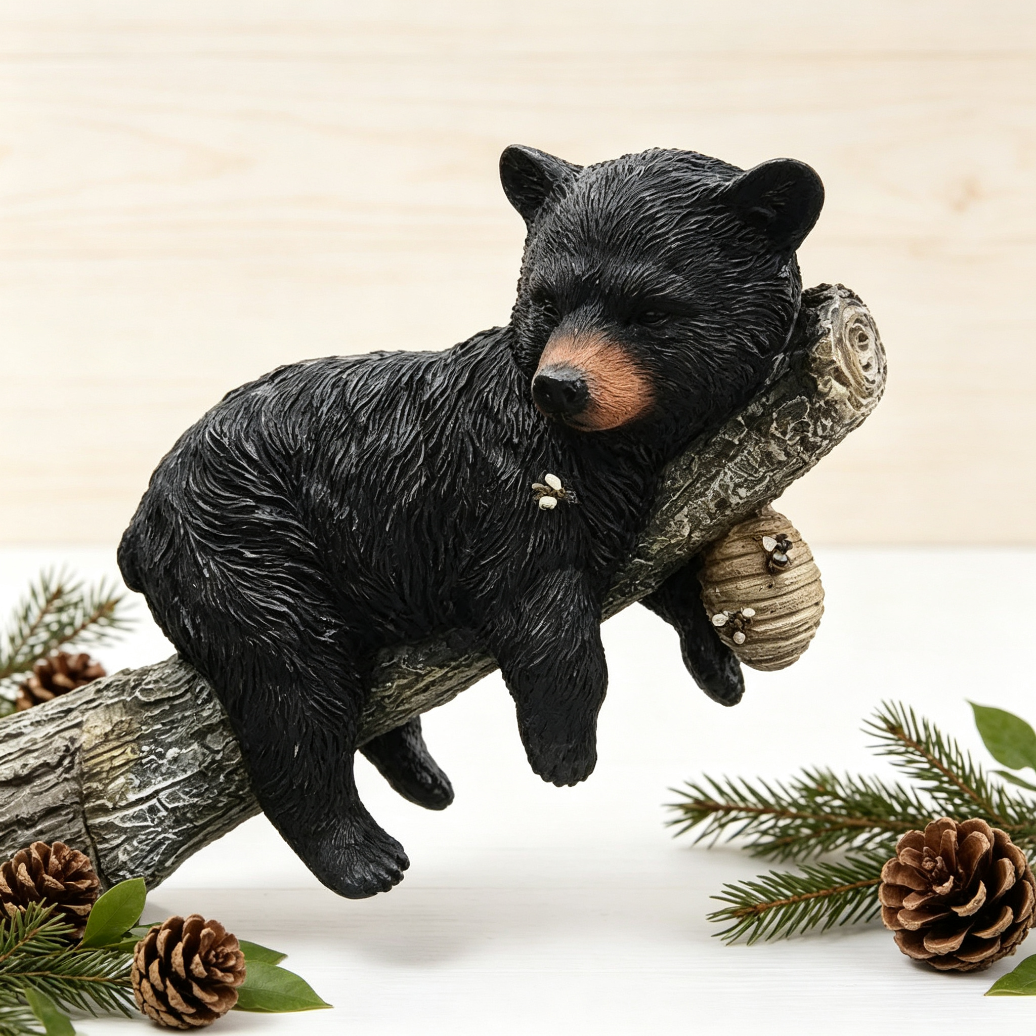 Tree-Climbing Black Bear Outdoor Garden Ornament