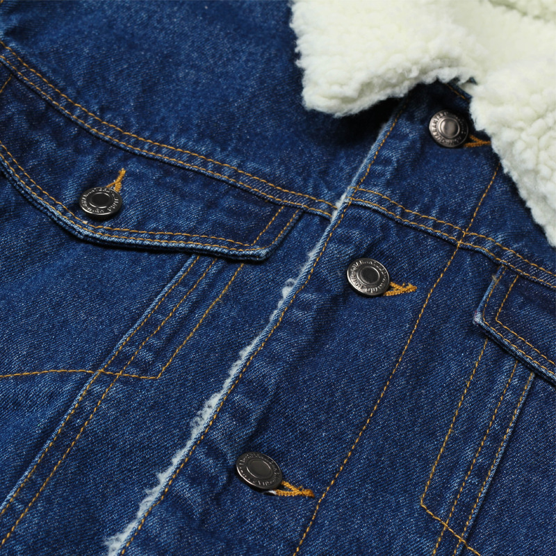 Winter lamb wool denim fleece coat