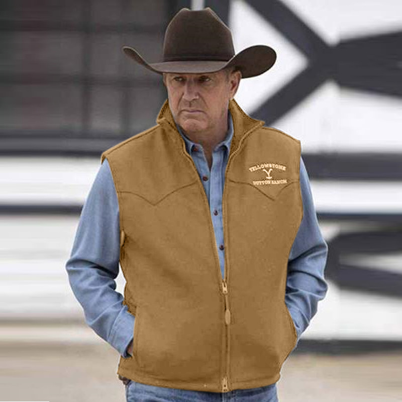 Yellow Stone John Dutton Vest TV Series Black Wool Vest