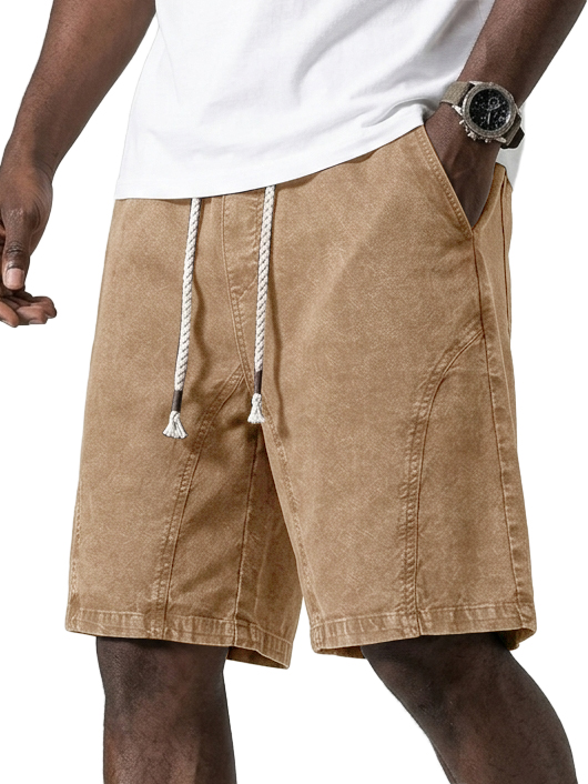 Men's Pure Cotton Versatile Washed & Distressed Deconstructed Design Loose-Fit Shorts