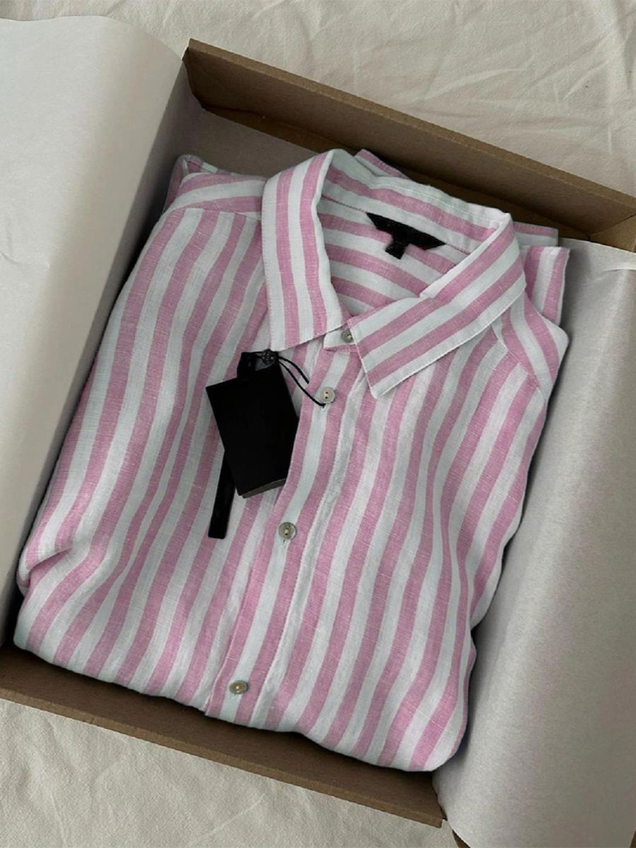 Men's Casual Cotton-Linen Striped Shirt