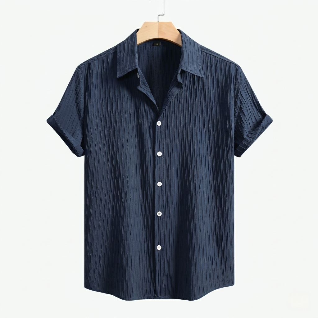 Men’s Textured Short-Sleeve Button-Down Shirt