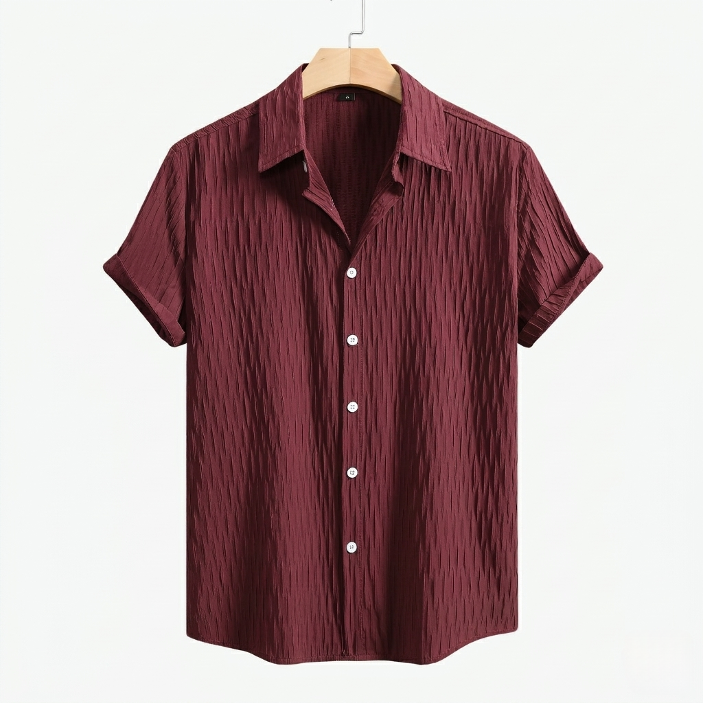 Men’s Textured Short-Sleeve Button-Down Shirt