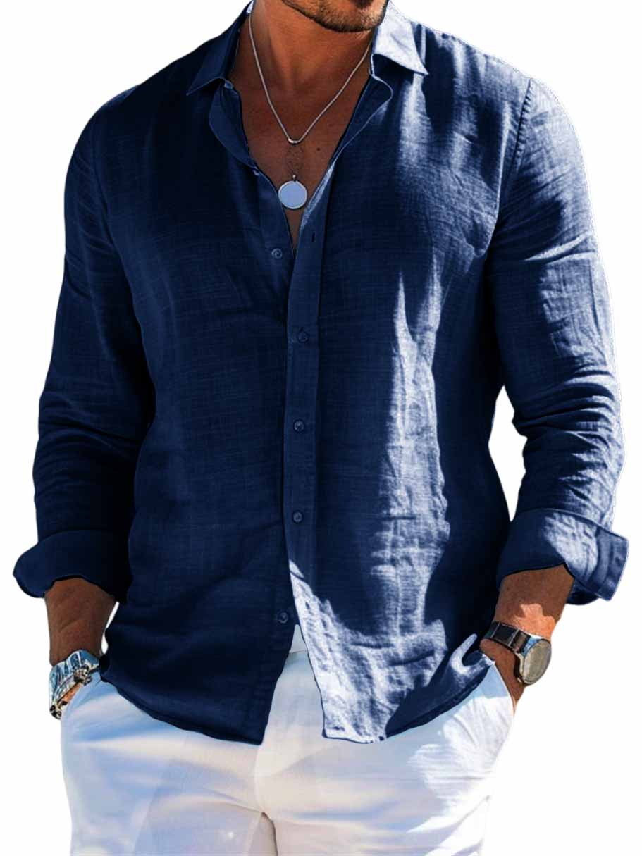 Men's Hawaiian Casual Basic Long Sleeve Shirt